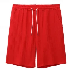 Online OUKU Men's Summer Shorts Beach Shorts Casual Shorts Pocket Drawstring Elastic Waist Plain Comfort Breathable Short Holiday Vacation Beach Hawaiian Boho Black White