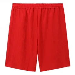 Online OUKU Men's Summer Shorts Beach Shorts Casual Shorts Pocket Drawstring Elastic Waist Plain Comfort Breathable Short Holiday Vacation Beach Hawaiian Boho Black White