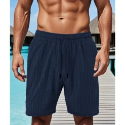 Sale OUKU Men's Summer Shorts Beach Shorts Pocket Drawstring Elastic Waist Plain Comfort Breathable Short Vacation Holiday Beach Hawaiian Boho Black Wine
