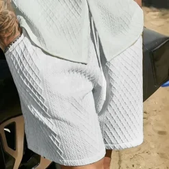 Discount OUKU Men's Summer Shorts Beach Shorts Pocket Drawstring Elastic Waist Plain Comfort Breathable Short Outdoor Vacation Sport Tattoo White Red