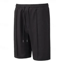 Discount OUKU Men's Summer Shorts Beach Shorts Casual Shorts Pleated Shorts Pocket Drawstring Elastic Waist Plain Comfort Breathable Short Outdoor Vacation Sport Casual Black White