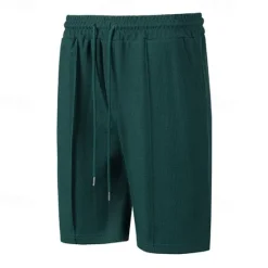 Discount OUKU Men's Summer Shorts Beach Shorts Casual Shorts Pleated Shorts Pocket Drawstring Elastic Waist Plain Comfort Breathable Short Outdoor Vacation Sport Casual Black White