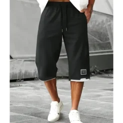 Hot OUKU Men's Summer Shorts Capri shorts Casual Shorts Pocket Drawstring Elastic Waist Plain Comfort Breathable Calf-Length Outdoor Vacation Sport Casual Black Army Green