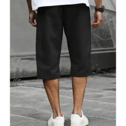 Hot OUKU Men's Summer Shorts Capri shorts Casual Shorts Pocket Drawstring Elastic Waist Plain Comfort Breathable Calf-Length Outdoor Vacation Sport Casual Black Army Green