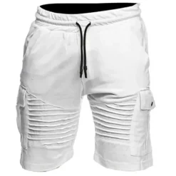 Hot OUKU Men's Summer Shorts Casual Shorts Wrinkle Leg Plain Comfort Breathable Outdoor Daily Going out Fashion Casual Black White