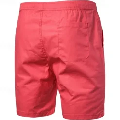 Outlet OUKU Men's Summer Shorts Casual Shorts Pocket Elastic Waist Plain Comfort Short Party Work Daily Fashion Classic Style ArmyGreen Grass Green Micro-elastic