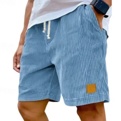 Outlet OUKU Men's Summer Shorts Casual Shorts Corduroy Shorts Pocket Drawstring Elastic Waist Plain Comfort Breathable Short Outdoor Vacation Sport Casual Black White