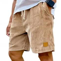 Outlet OUKU Men's Summer Shorts Casual Shorts Corduroy Shorts Pocket Drawstring Elastic Waist Plain Comfort Breathable Short Outdoor Vacation Sport Casual Black White