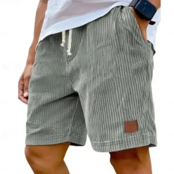 Outlet OUKU Men's Summer Shorts Casual Shorts Corduroy Shorts Pocket Drawstring Elastic Waist Plain Comfort Breathable Short Outdoor Vacation Sport Casual Black White