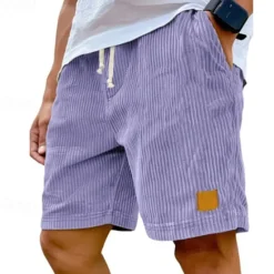 Outlet OUKU Men's Summer Shorts Casual Shorts Corduroy Shorts Pocket Drawstring Elastic Waist Plain Comfort Breathable Short Outdoor Vacation Sport Casual Black White