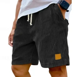 Outlet OUKU Men's Summer Shorts Casual Shorts Corduroy Shorts Pocket Drawstring Elastic Waist Plain Comfort Breathable Short Outdoor Vacation Sport Casual Black White