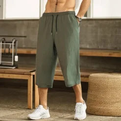 Online OUKU Men's Summer Shorts Pocket Solid Colored Outdoor Sports Short Vacation Casual Casual ArmyGreen Black Low Waist Micro-elastic