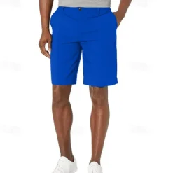 Online OUKU Men's Summer Shorts Work Shorts Casual Shorts Buttons Pocket Plain Comfort Knee Length Formal Daily Fashion Classic Style Red Micro-elastic Pink