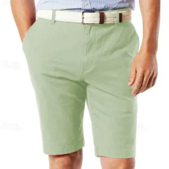 Online OUKU Men's Summer Shorts Work Shorts Casual Shorts Buttons Pocket Plain Comfort Knee Length Formal Daily Fashion Classic Style Red Micro-elastic Pink