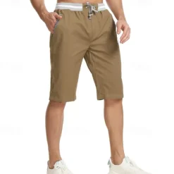 Discount OUKU Men's Summer Shorts Work Shorts Pocket Drawstring Plain Comfort Breathable Knee Length Outdoor Business Fashion Casual Black Blue