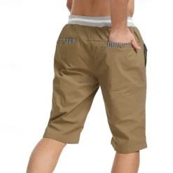 Discount OUKU Men's Summer Shorts Work Shorts Pocket Drawstring Plain Comfort Breathable Knee Length Outdoor Business Fashion Casual Black Blue