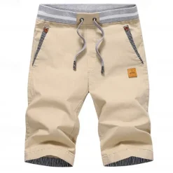 Discount OUKU Men's Summer Shorts Work Shorts Pocket Drawstring Plain Comfort Breathable Knee Length Outdoor Business Fashion Casual Black Blue