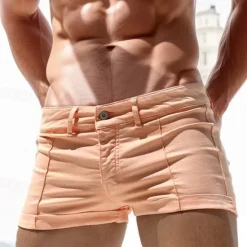 Discount OUKU Men's Summer Shorts Work Shorts Casual Shorts Buttons Pocket Solid Color Stripe Comfort Short Formal Party Work Fashion Classic Style Micro-elastic Pink