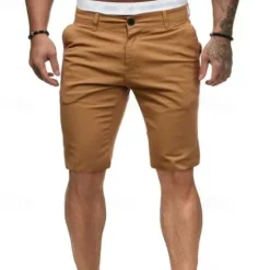 OUKU Men's Summer Shorts Work Shorts Casual Shorts Buttons Pocket Plain Comfort Knee Length Formal Party Work Fashion Classic Style Black White Micro-elastic