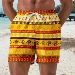 Discount OUKU Men's Sun Geometric Pattern Eye Swim Trunks Swim Shorts Board Shorts Mid Waist Hawaiian Ethnic Casual Holiday Beach Drawstring with Mesh lining Elastic Waist Designer Clothing Apparel