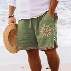 Outlet OUKU Men's Sun Graphic Prints Board Shorts Swim Shorts Swim Trunks Mid Waist Streetwear Hawaiian Designer Casual Daily Holiday Zipper Pocket Elastic Waist Designer Clothing Apparel