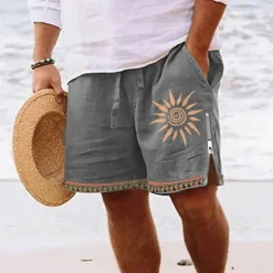 Outlet OUKU Men's Sun Graphic Prints Board Shorts Swim Shorts Swim Trunks Mid Waist Streetwear Hawaiian Designer Casual Daily Holiday Zipper Pocket Elastic Waist Designer Clothing Apparel