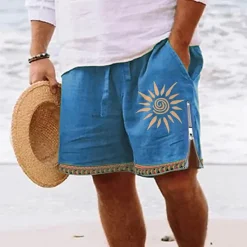 Outlet OUKU Men's Sun Graphic Prints Board Shorts Swim Shorts Swim Trunks Mid Waist Streetwear Hawaiian Designer Casual Daily Holiday Zipper Pocket Elastic Waist Designer Clothing Apparel