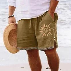 Outlet OUKU Men's Sun Graphic Prints Board Shorts Swim Shorts Swim Trunks Mid Waist Streetwear Hawaiian Designer Casual Daily Holiday Zipper Pocket Elastic Waist Designer Clothing Apparel