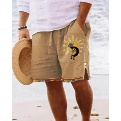 Discount OUKU Men's Sun Graphic Prints Swim Shorts Board Shorts Swim Trunks Mid Waist Vintage Ethnic Style Retro Vintage Casual Daily Holiday Zipper Pocket Elastic Waist Designer Clothing Apparel