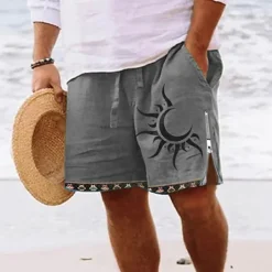 Discount OUKU Men's Sun Graphic Prints Swim Shorts Board Shorts Swim Trunks Mid Waist Vintage Ethnic Style Retro Vintage Casual Daily Holiday Zipper Pocket Elastic Waist Designer Clothing Apparel