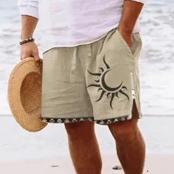Discount OUKU Men's Sun Graphic Prints Swim Shorts Board Shorts Swim Trunks Mid Waist Vintage Ethnic Style Retro Vintage Casual Daily Holiday Zipper Pocket Elastic Waist Designer Clothing Apparel
