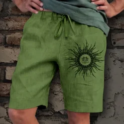 New OUKU Men's Sun Graphic Prints Shorts Summer Shorts Casual Shorts Mid Waist Streetwear Designer Outdoor Casual Daily Drawstring Elastic Waist Print Designer Clothing Apparel