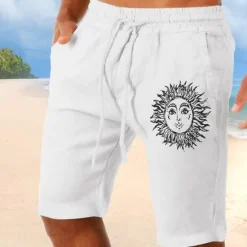 Discount OUKU Men's Sun Graphic Prints Shorts Summer Shorts Casual Shorts Mid Waist Streetwear Designer Outdoor Casual Daily Drawstring Elastic Waist Print Designer Clothing Apparel
