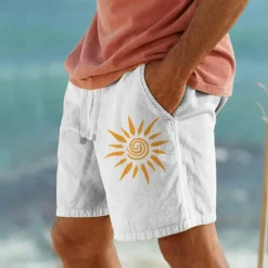 Hot OUKU Men's Sun Graphic Prints Shorts Summer Shorts Casual Shorts Mid Waist Vintage Ethnic Style Retro Vintage Outdoor Casual Daily Drawstring Elastic Waist Print Designer Clothing Apparel
