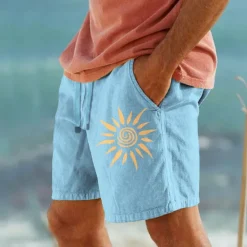 Hot OUKU Men's Sun Graphic Prints Shorts Summer Shorts Casual Shorts Mid Waist Vintage Ethnic Style Retro Vintage Outdoor Casual Daily Drawstring Elastic Waist Print Designer Clothing Apparel