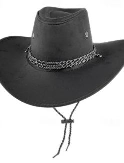 Discount OUKU Men's Sun Hat Cowboy Hat Fedora Trilby Hat Black Red Faux Suede Vintage Style Fashion 18th Century State of Texas Daily Theme Party Solid / Plain Color Sunscreen Cosplay