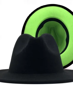Online OUKU Men's Sun Hat Cowboy Hat Fedora Trilby Hat Apple Green Black Woolen Vintage Style Fashion 18th Century State of Texas Daily Theme Party Solid / Plain Color Sunscreen Cosplay