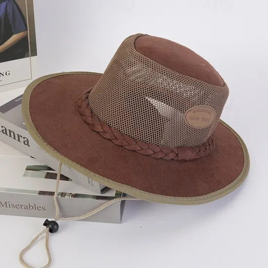 Online OUKU Men's Sun Hat Soaker Hat Safari Hat Gambler Hat Beach Hat Green khaki Polycotton Mesh Wide Brim Stylish Casual Outdoor clothing Holiday Going out Plain Sunscreen