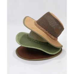 Online OUKU Men's Sun Hat Soaker Hat Safari Hat Gambler Hat Beach Hat Green khaki Polycotton Mesh Wide Brim Stylish Casual Outdoor clothing Holiday Going out Plain Sunscreen