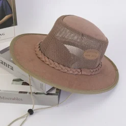 Online OUKU Men's Sun Hat Soaker Hat Safari Hat Gambler Hat Beach Hat Green khaki Polycotton Mesh Wide Brim Stylish Casual Outdoor clothing Holiday Going out Plain Sunscreen