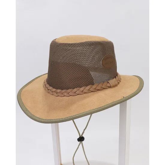 Online OUKU Men's Sun Hat Soaker Hat Safari Hat Gambler Hat Beach Hat Green khaki Polycotton Mesh Wide Brim Stylish Casual Outdoor clothing Holiday Going out Plain Sunscreen
