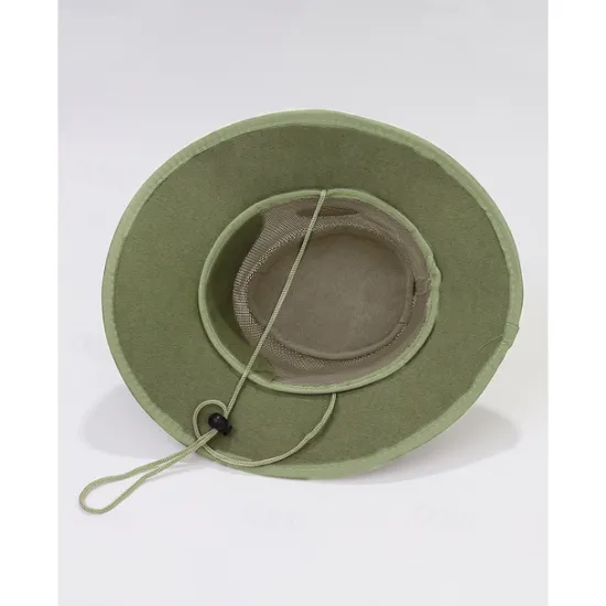 Online OUKU Men's Sun Hat Soaker Hat Safari Hat Gambler Hat Beach Hat Green khaki Polycotton Mesh Wide Brim Stylish Casual Outdoor clothing Holiday Going out Plain Sunscreen
