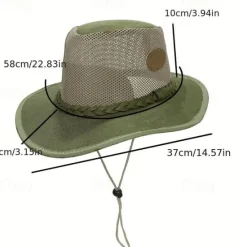 Online OUKU Men's Sun Hat Soaker Hat Safari Hat Gambler Hat Beach Hat Green khaki Polycotton Mesh Wide Brim Stylish Casual Outdoor clothing Holiday Going out Plain Sunscreen