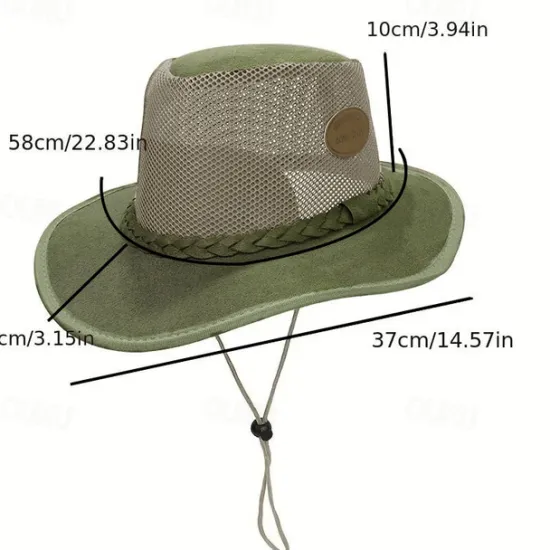 Online OUKU Men's Sun Hat Soaker Hat Safari Hat Gambler Hat Beach Hat Green khaki Polycotton Mesh Wide Brim Stylish Casual Outdoor clothing Holiday Going out Plain Sunscreen