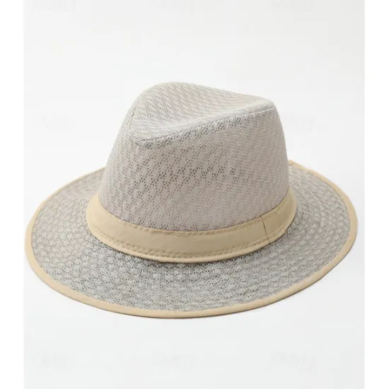Clearance OUKU Men's Sun Hat Soaker Hat Safari Hat Gambler Hat Beach Hat Black khaki Polyester Travel Beach Outdoor Vacation Plain Sunscreen