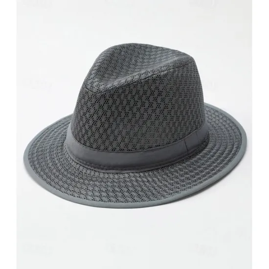 Clearance OUKU Men's Sun Hat Soaker Hat Safari Hat Gambler Hat Beach Hat Black khaki Polyester Travel Beach Outdoor Vacation Plain Sunscreen