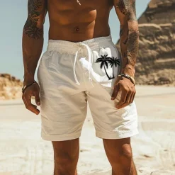 Sale OUKU Men's Sun Shorts Summer Shorts Beach Shorts Mid Waist Hawaiian Casual Outdoor Holiday Going out Drawstring Elastic Waist Print Designer Clothing Apparel