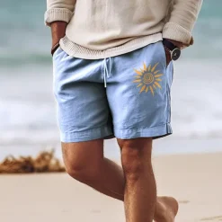 Discount OUKU Men's Sun Shorts Summer Shorts Beach Shorts Mid Waist Hawaiian Casual Outdoor Holiday Going out Drawstring Elastic Waist Print Designer Clothing Apparel