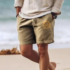 Discount OUKU Men's Sun Shorts Summer Shorts Beach Shorts Mid Waist Hawaiian Casual Outdoor Holiday Going out Drawstring Elastic Waist Print Designer Clothing Apparel