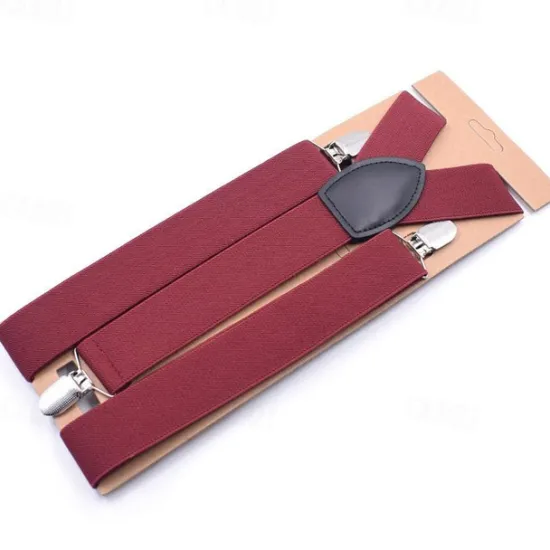 Sale OUKU Men's Suspender Polyester Nylon Metal Bucke Classic Wedding Work